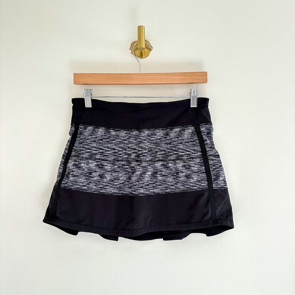 Lululemon Pace Rival 4-Way Stretch Skirt II in Dramatic Static White Black 4